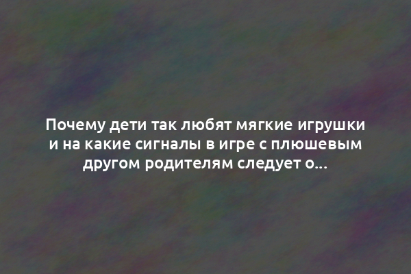Почему дети так любят мягкие игрушки и на какие сигналы в игре с плюшевым другом родителям следует обратить особое внимание