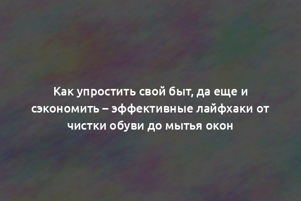Как упростить свой быт, да еще и сэкономить – эффективные лайфхаки от чистки обуви до мытья окон